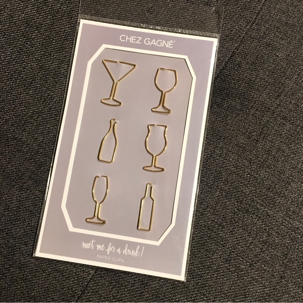 “Meet Me For A Drink” Gold Paperclips, Set of 6